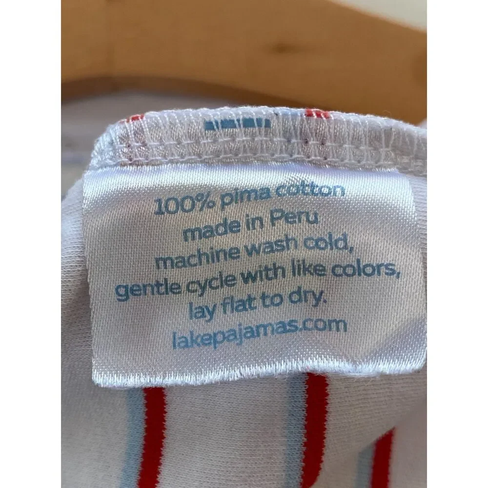 LAKE Blue Red and White Striped Long Sleeve Shirt Pima Cotton Youth Size 10